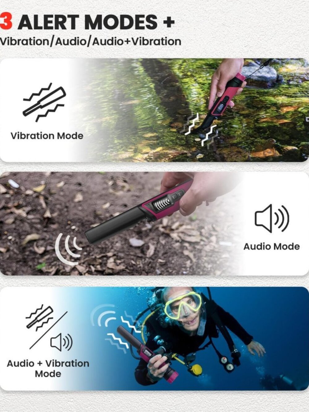 Waterproof Metal Detector Pinpointer with LCD & LED Light - 360° - Picture 7 of 10